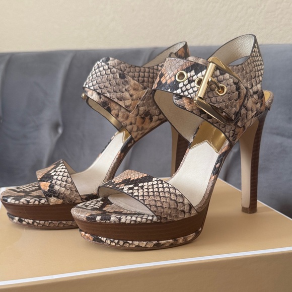 Michael Kors Platform Snakeskin Sandals - Picture 1 of 10